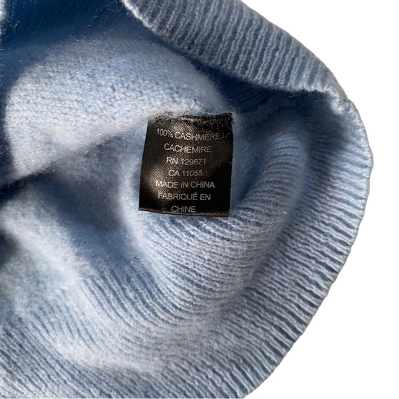 360 Cashmere Women Light Blue Cashmere Turtleneck Sweater Sz M Luxe Soft Warm - Picture 13 of 14